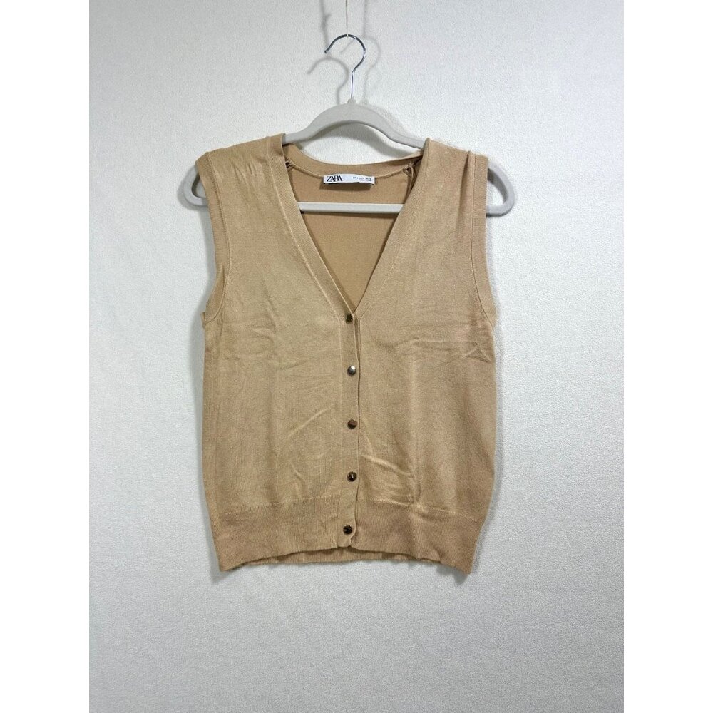 ZARA Small Nude Gold Sweater Vest